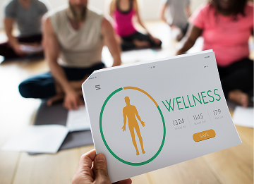 Wellness tablet with yoga class